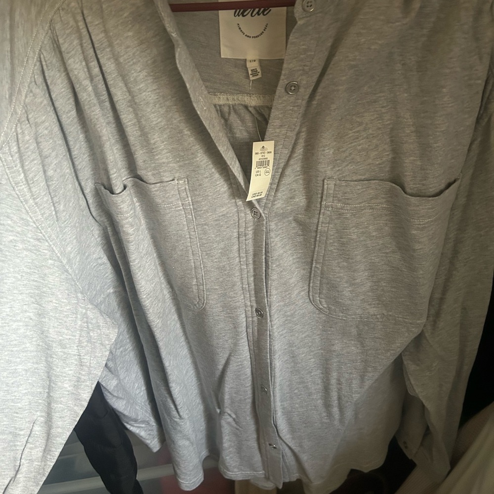 Aerie Gray Button-Up Tunic
